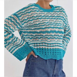 New nwt Entro crochet turquoise sweater S M L
